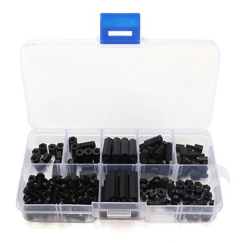 New 160pcs m3 nylon black m-f hex spacers screw nut assortment kit for sale