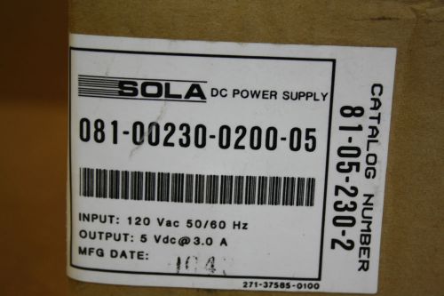 SOLA 081-00230-0200-05 DC POWER SUPPLY