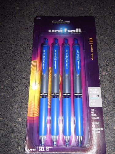 Uni-ball Signo Gel RT Blue Rollerball Pen Retractable Medium Point 4 Pack 65949