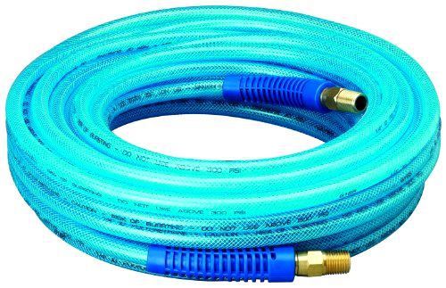Blue 0.25&#034;x100ft polyurethane air hose/ 0.25&#034; mnpt swivel/field repairable ends for sale