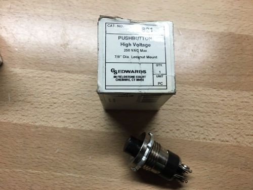 GS Edwards #821 High Voltage Push Button Switch 5 Amps 250VAC Made In USA