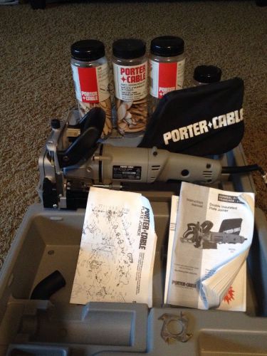 PORTER CABLE MODEL 557 PLATE JOINER W/CASE AND BISCUITS EXCELLENT CONDITION