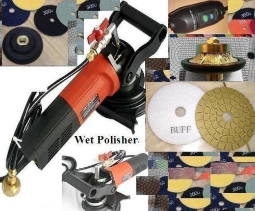 Wet Polisher 3/8&#034; 1 1/4&#034; Half Bullnose Router Bit 16 Pad 2 BUFF Granite Concrete