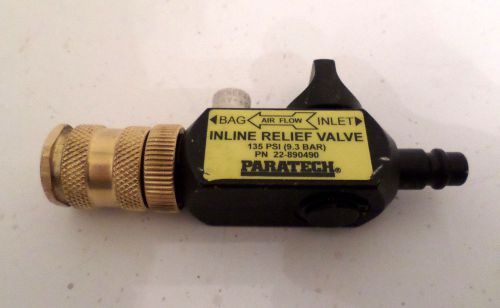 Paratech 22-890490 inline relief valve 1/2&#034; connector, 135 psi unused w/ defects for sale