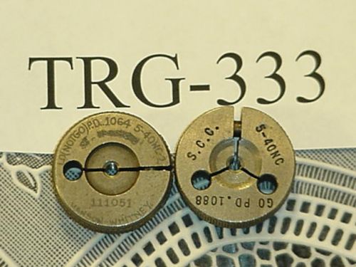 Thread ring gage set 5-40 nc go &amp; nogo trg-333 for sale