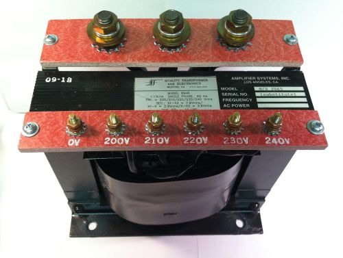 Quality Transformer / Amplifier Systems Model 8946 M/S 2065 1.17kVA Single Phase