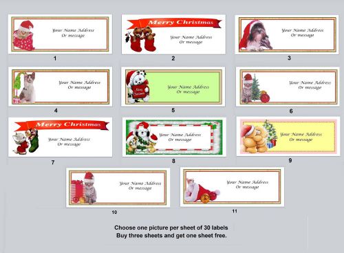 30 Personalized Return Address Labels Christmas Animals Buy 3 get 1 free (ca1)