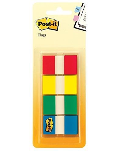 Post-it Flags with On-the-Go Dispenser, Assorted Primary Colors, 1-Inch Wide,