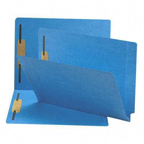 Smead 2&#034; capacity fastener folders end straight tab letter blue 50/box smd25040 for sale