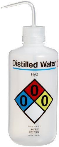 Nalgene 2425-1005 LDPE Right-To-Know Distilled Water Safety Wash Bottle, 1000mL