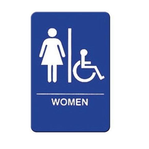Winco SGNB-651B, Information Sign, &#034;Women/Accessible&#034;, 6&#034; x 9&#034;, Braille