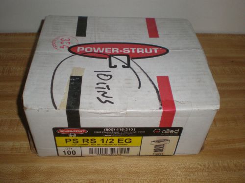 New box of 100 power-strut spring channel nut 1/2&#034; p/n: ps rs 1/2 eg allied for sale