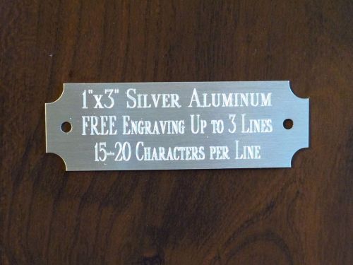 1&#034;x3&#034; SILVER NAME PLATE ART-TROPHIES-GIFT-TAXIDERMY-FLAG CASE FREE ENGRAVED
