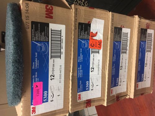 NEW LOT 4 BOXES OF 5 3M BLUE 5300 CLEANER PADS 12&#034; DIAMETER, 175 TO 600 RPM