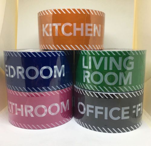 5 ROLLS PACKING/MOVING/LABELING TAPE~OFFICE,KITCHEN,BATH,BED,LIVING ROOM