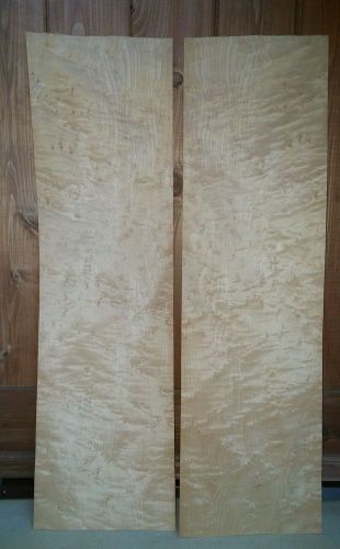 2 pieces flame birdseye maple raw wood veneer 29 1/2&#034; x 8 1/2&#034; Luthier Guitar