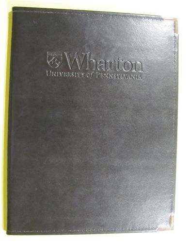 DLX Leather Padfolio 9x12&#034;, Black, Embossed WHARTON University of Pennsylvania