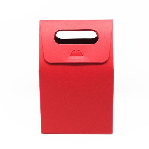 Red Kraft Paper Package Boxes W/ Handle For Gifts Crafts Wedding Favors