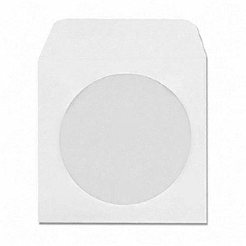 Generic 100 Pack White CD/DVD Paper Sleeves with Window and Flap