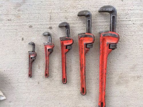 Ridgid pipe wrench set of 4 and 1 craftsman pipe wrench. for sale
