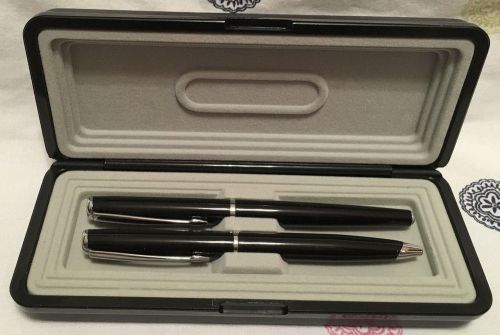 NEW Gold Coast Black &amp; Chrome Pen Set w/ Rigid Plastic Case Nice Pens