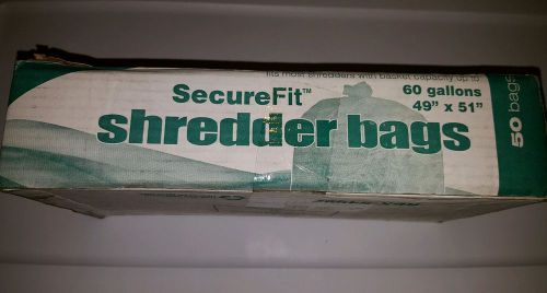 Securefit Shredder Waste Bags 60 Gallon 40&#034;x51&#034;  50/CT Clear