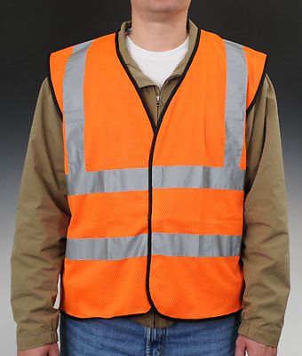 Fluorescent Orange ANSI Class 2 Safety Vest - X-Large (1 Vest)