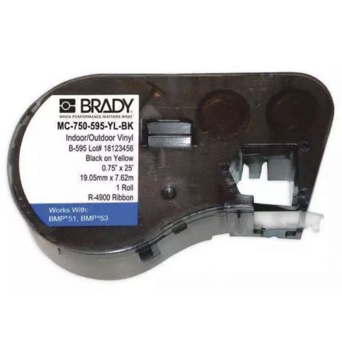 Brady mc-750-595-yl-bk label tape cartridge, bllk/ylw, 25 ft. l for sale