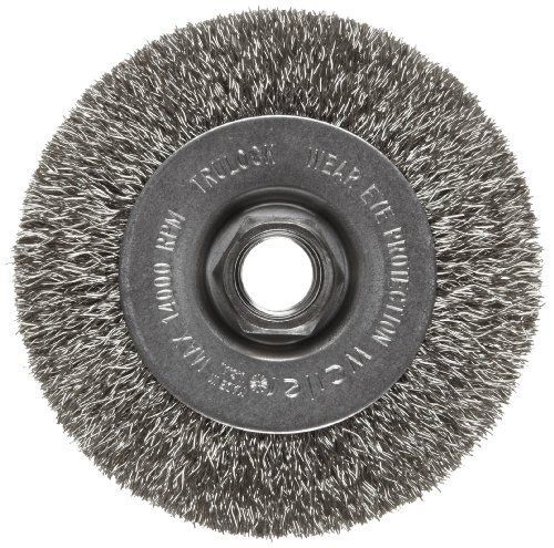 Weiler Trulock Narrow Face Wire Wheel Brush, Threaded Hole, Stainless Steel 302,