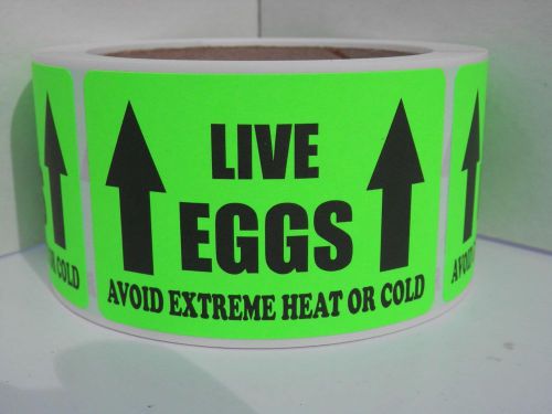 LIVE EGGS AVOID EXTREME HEAT OR COLD Hatching Egg Label Fluor Green 250/rl