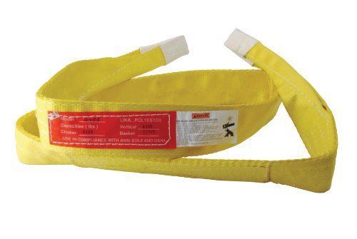 Vestil sl-6-f-8 polyester lift sling, loop ends, yellow, 2 ply, 8 length, 3&#034; lbs for sale