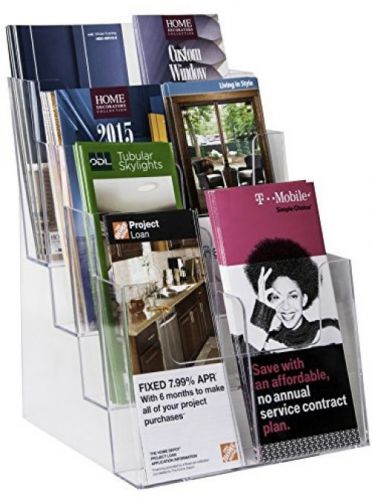 Clear-Ad - LHF-S84 - Acrylic 4 Tier Brochure Holder Organizer - Table Top Or -