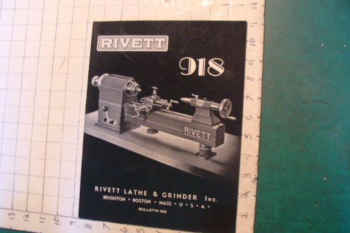 vintage info booklet: RIVETT 918 LATHE &amp; GRINDER, 22pgs, 1939