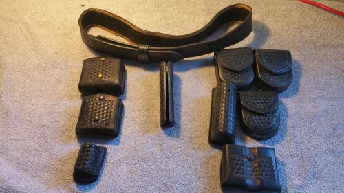 Bianchi black leather basketweave duty belt &amp; extras for sale