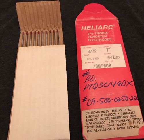 Vintage Heliarc tungsten electrode 3/32 Set Of 10
