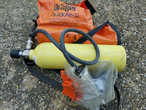 Drager Quick Air 10 Escape Pack 3000 psi Tank Cylinder Fire Rescue Safety Scott