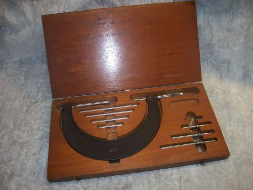 Micrometer Set, Vintage Brown &amp; Sharpe (.001) 2 - 6&#034; Micrometer Set Steel Faces