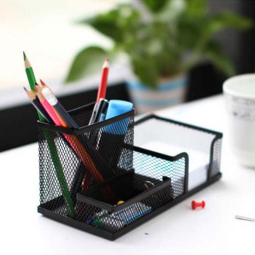 New Black Mesh Style Pen Pencil Ruler Holder Desk Office Equipment Organizer