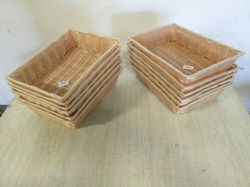 Lot of (12) new, tablecraft commercial natural rectangular handwoven baskets for sale