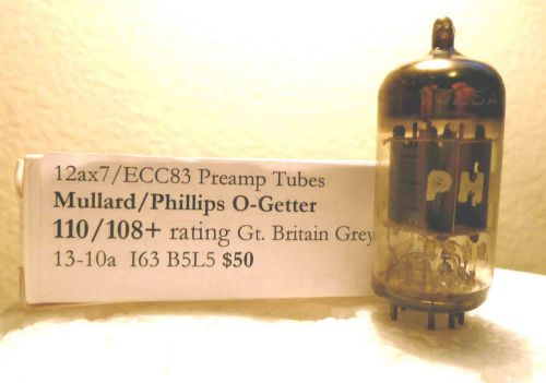 Single mullard 12ax7 110/108 + test rating for sale