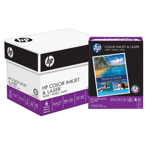 HP Color Inkjet &amp; Laser Paper, 24lb, 97 Bright, 8 1/2&#034; x 11&#034;, 2,400 Sheets