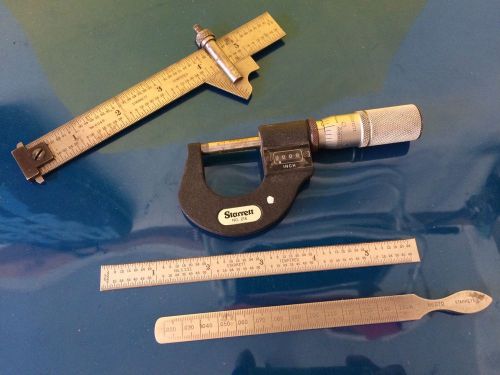 Starrett Lot - Four Items - Taper, Rule, Slide Rule, &amp; 216 Digital Micrometer