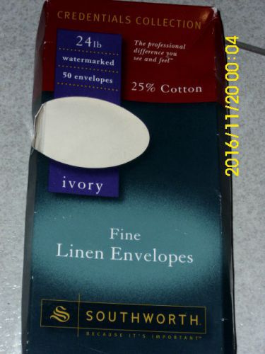 Southworth ivory linen 24lb quantity 50 25%cotton resume envelopes #10 size