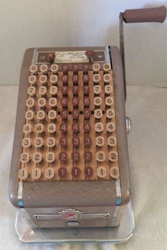 Vintage Hedman Co. F&amp;E Check Protector Writer Embosser Royal Premier Works w Key