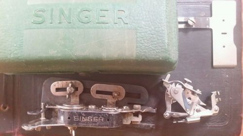 Vintage SINGER sewing machine parts Button tool &amp; original green plastic Case