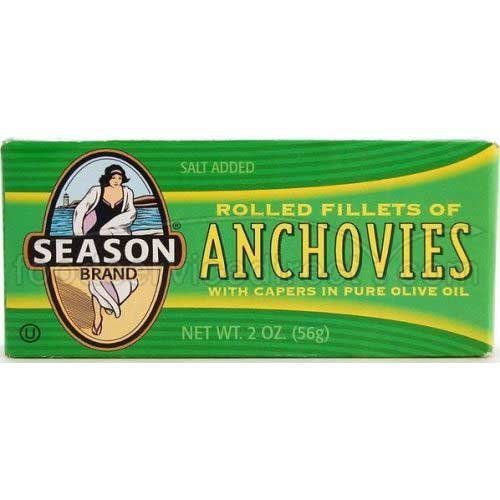 Seas Anchovy Rolled - 2 ounce -- 25 per case.