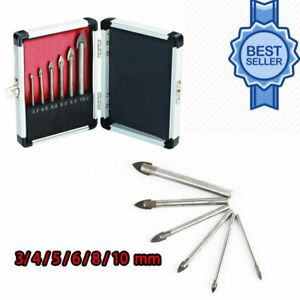 6pcs Glass &amp; Tile Drill Bit Set Ceramic- Sizes 3,4,5,6,8 &amp; 10mm