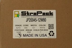 StraPack STRAPPING 1/2&#034; White 8000&#039; ft  8x8 Core JP20045-12W80 Auto Grade