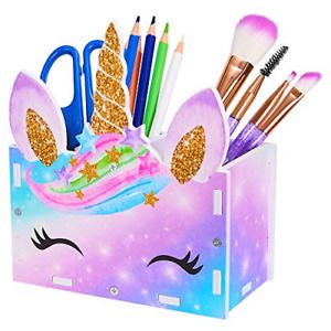 ICOSY Pencil Holder Organizer Kids Girl Unicorn Makeup Brush Holder for Girls