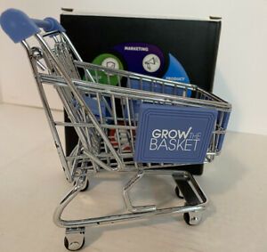 Shopping Cart Mini Advertising item in Box Cart Metal W Wheels Blue seat Grow th